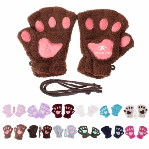 Pull-On Closure Half-Finger Paw-Shaped Warm Gloves